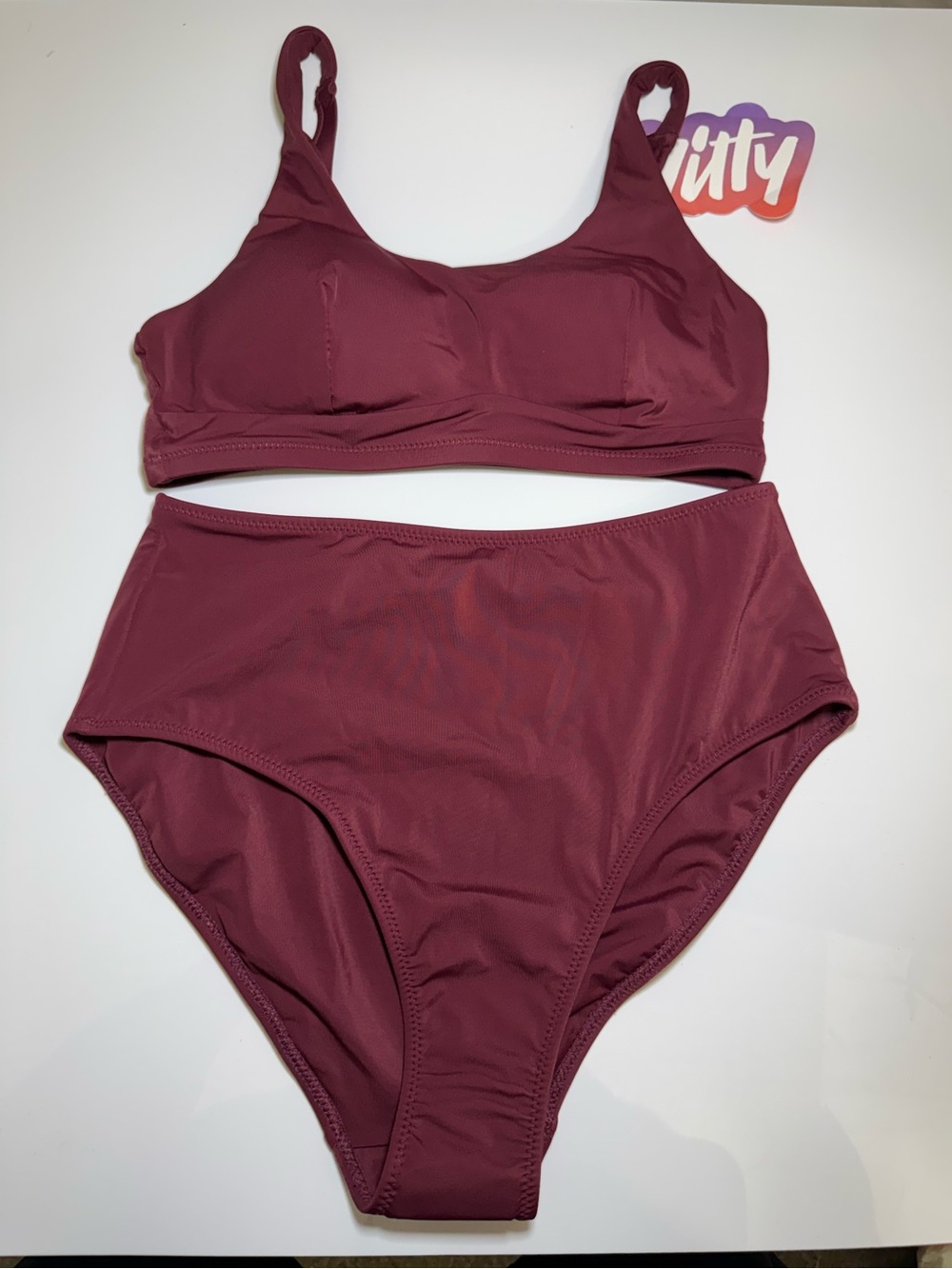 Fabletics YITTY Burgundy Shaping Swimsuit Bikini Set XS & S MSRP $134
